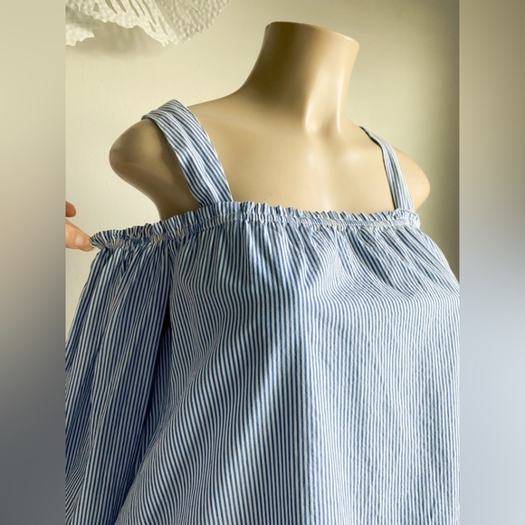 Zara Striped Floral Embroidered Shirt Mini Dress Long Sleeve Eyelets Victorian - Picture 12 of 13